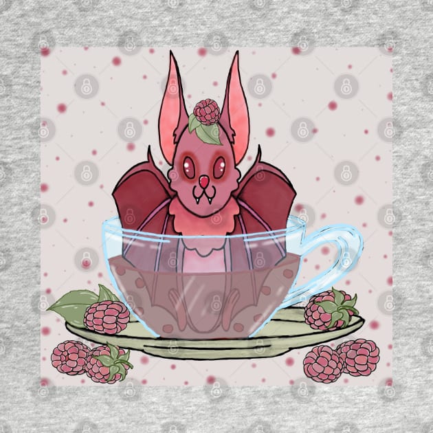 Raspberry Tea Bat by Book Bunnys Art Space